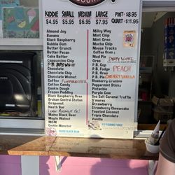 Ice cream menu