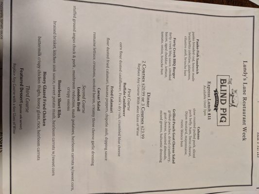 Menu photo 6 The Blind Pig Niagara Falls, ON
