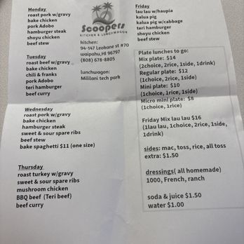 Scoopers Kitchen - Menu - American Near Me - Waipahu, Hawaii