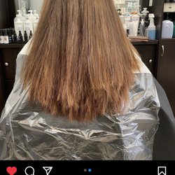 Europa Unisex Hair Design - The "before"  ... Butchered chop job from a local salon ( NOT EUROPA )