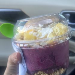 Tony’s Bistro - Mango and pineapple açaí bowl to go!!