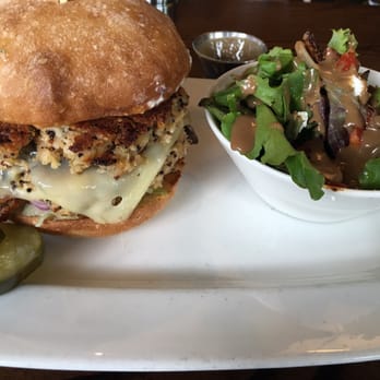 Jimmy's on First - Double play veggie burger and side salad. - New American Near Me - Seattle, Washington