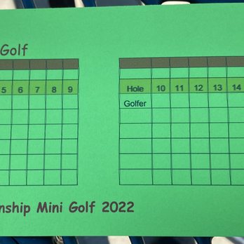 Bethpage Miniature Golf - Mini golf score card - Mini Golf Near Me - Bethpage, New York