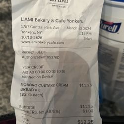 L'AMI Bakery & Cafe - Receipt