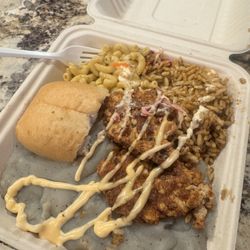 Southern Fried Vegan - "Country Dinner" for $30. This is how the "roll" came... torn a part and stale.