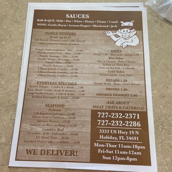 Roberts Smokin’ BBQ 2 - Menu back - Barbeque Near Me - Holiday, Florida Roberts Smokin’ BBQ 2 - Menu back - Barbeque Near Me - Holiday, Florida