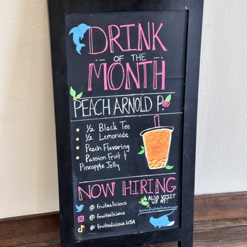 Fruitealicious - a drink of the month sign - Coffee & Tea Near Me - Carrollton, Texas