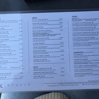 Oak - Menu May 2026 - New American Near Me - Laguna Beach, California
