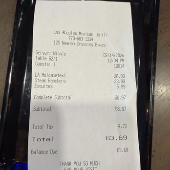 Los Abuelos Mexican Grill - Receipt - Mexican Near Me - Newnan, Georgia Los Abuelos Mexican Grill - Receipt - Mexican Near Me - Newnan, Georgia