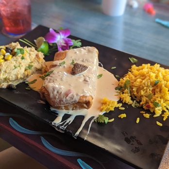 Chimichanga Llama - Steak chimichanga with a side of rice and mashed corn - Salad Near Me - Surfside Beach, South Carolina Chimichanga Llama - Steak chimichanga with a side of rice and mashed corn - Salad Near Me - Surfside Beach, South Carolina