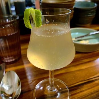Urban Hearth - Theme in Yellow - butter-washed mezcal, charred corn, lime, salt. Fav cocktail of the night. - New American Near Me - Cambridge, Massachusetts