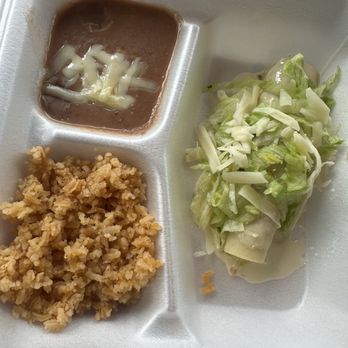 La Cocina De Maria - Beef enchilada with cheese on top, rice & beans! ---best I've had! - Tacos Near Me - Broken Bow, Oklahoma