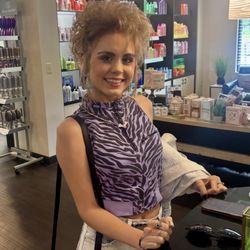 Local Internet 80s Sensation Jordan AKA"Can't Buy Me 80s"after her latest appointment with Stylist Rick Vincent