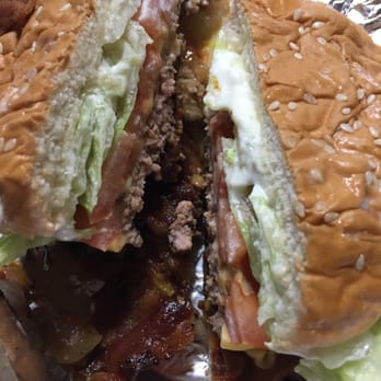 Five Guys - Little bacon cheeseburger all in minus pickles - Burgers Near Me - Mililani, Hawaii Five Guys - Little bacon cheeseburger all in minus pickles - Burgers Near Me - Mililani, Hawaii