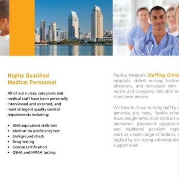 Pacifica Medical - Medical Staffing Solutions - Home Health Care Near Me - San Diego, California Pacifica Medical - Medical Staffing Solutions - Home Health Care Near Me - San Diego, California