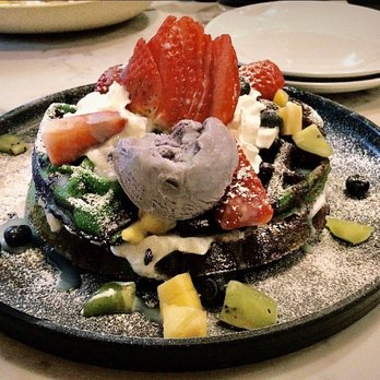 Bone Kettle - Ube and pandan waffles with berries, condensed milk and ube ice cream - Breakfast & Brunch Near Me - Pasadena, California