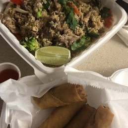 Vegetable egg rolls and Basil Fried Rice