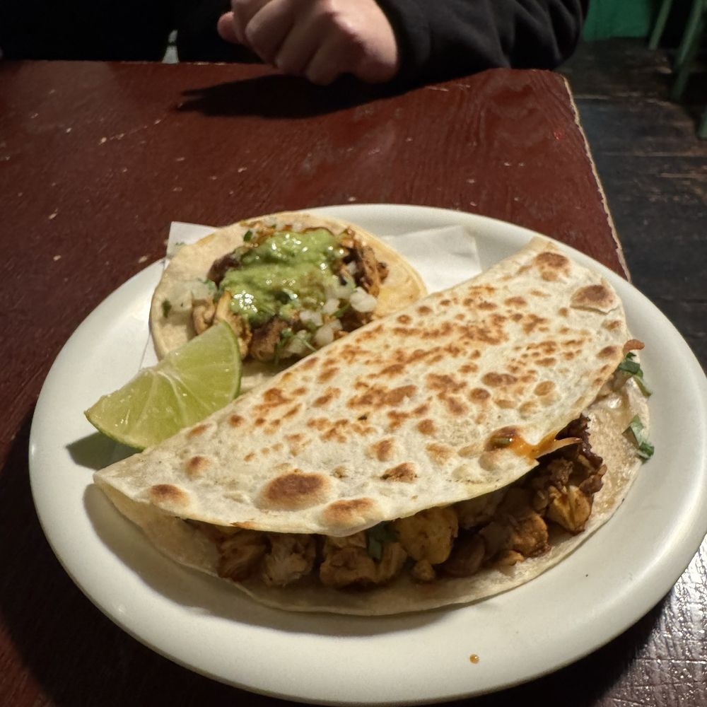 Tacos Chukis - Pollo taco and pollo quesadilla (chicken) - Mexican Near Me - Seattle, Washington Tacos Chukis - Pollo taco and pollo quesadilla (chicken) - Mexican Near Me - Seattle, Washington
