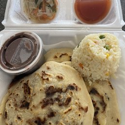 3 Pupusas Combo (Chicken with Cheese Pupusa, Carne Asada with Cheese Pupusa, Black Beans with Cheese Pupusa) 3 Pupusas Combo (Chicken with Cheese Pupusa, Carne Asada with Cheese Pupusa, Black Beans with Cheese Pupusa)