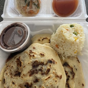 Salvadoreno Restaurant - 3 Pupusas Combo (Chicken with Cheese Pupusa, Carne Asada with Cheese Pupusa, Black Beans with Cheese Pupusa) - Salvadoran Near Me - El Mirage, Arizona Salvadoreno Restaurant - 3 Pupusas Combo (Chicken with Cheese Pupusa, Carne Asada with Cheese Pupusa, Black Beans with Cheese Pupusa) - Salvadoran Near Me - El Mirage, Arizona