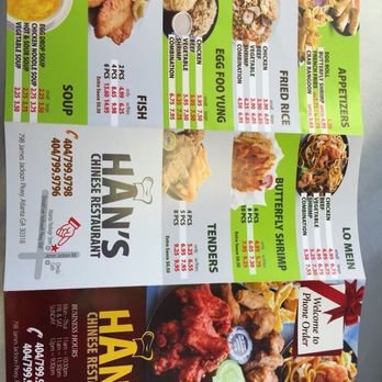 Hans - a menu for a fast food restaurant - Chinese Near Me - Atlanta, Georgia