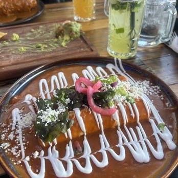 Amelias Mexican Kitchen - Chicken enchilada plate with red sauce, and spicy margarita - Mexican Near Me - Tucson, Arizona Amelias Mexican Kitchen - Chicken enchilada plate with red sauce, and spicy margarita - Mexican Near Me - Tucson, Arizona