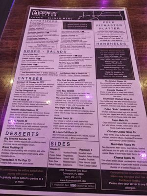 Menu photo 3 4Corners Tavern Davenport, FL