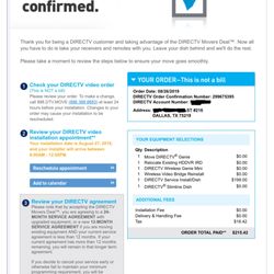 DIRECTV - Charge for dish install in August 2019. DirecTV could not get cable from dish into the condo unit.