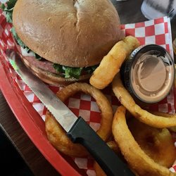 Harmar Tavern - "Sure to be Famous" bologna sandwich w/ onion rings