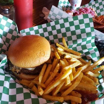 Chase the Taste - Green chilli burger with seasoned fries. - New American Near Me - El Paso, Texas