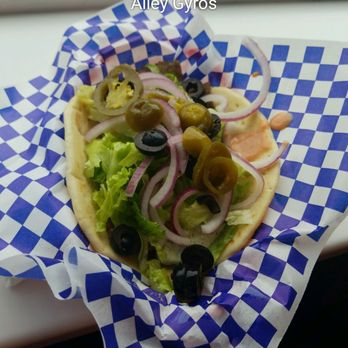 Alley Gyros - My loaded up gyro. This time I tried the "classic" gyro meat. - Greek Near Me - Corvallis, Oregon Alley Gyros - My loaded up gyro. This time I tried the "classic" gyro meat. - Greek Near Me - Corvallis, Oregon