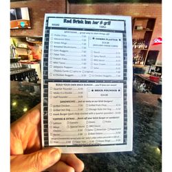Red Brick Inn Bar and Grill - Menu/Order cards @ The Red Brick Inn 500 W Main Street, Kirkland, IL Bar & Grill. Cool!