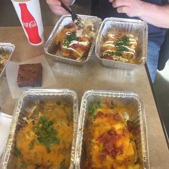 Brixton's Baked Potato - Cheddar bacon times two a breakfast potato and chili verde. - American Near Me - Ogden, Utah