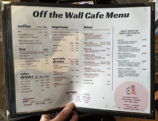 Menu photo 8 Off the Wall Cafe Park Ridge, IL