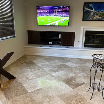 K&S Systems - Built in Removed. Full motion mount and TV installed. Surround sound system placed nicely with a place for everything! - Home Theatre Installation Near Me - Orange, California