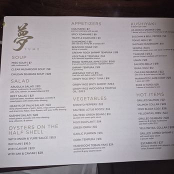 Yume Sushi Bar - Fantastic menu part 1 - Sushi Bars Near Me - Calabasas, California Yume Sushi Bar - Fantastic menu part 1 - Sushi Bars Near Me - Calabasas, California