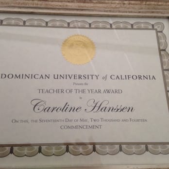 Caroline Hanssen, MA - Dominican University Award for Teacher of the Year 2014 - Educational Services Near Me - Kentfield, California Caroline Hanssen, MA - Dominican University Award for Teacher of the Year 2014 - Educational Services Near Me - Kentfield, California