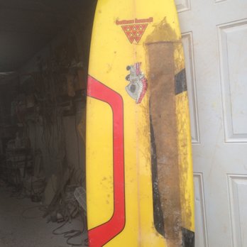 Amaury Scognamillo - Someone did really bad repair now we will do restoration on this Buttons Hawaii mini longboard - Surf Shop Near Me - Waialua, Hawaii Amaury Scognamillo - Someone did really bad repair now we will do restoration on this Buttons Hawaii mini longboard - Surf Shop Near Me - Waialua, Hawaii