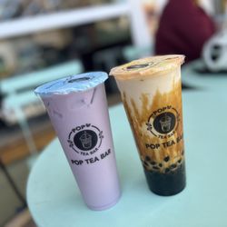 Pop Tea Bar - Taro milk tea and black sugar milk tea with those little black balls