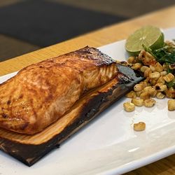California Pizza Kitchen - CEDAR PLANK SALMON* - salmon could be more tender and more flavorful, the roasted corns was super good (08/3025)