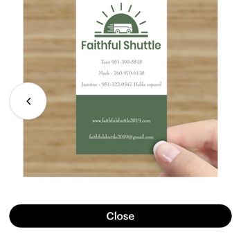 Faithful Shuttle - Business card - Town Car Service Near Me - Blythe, California