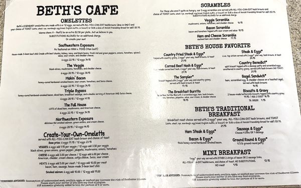 Menu photo 2 Beth's Cafe Seattle, WA Menu photo 2 Beth's Cafe Seattle, WA