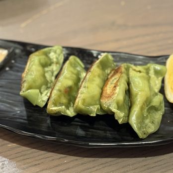 HINODEYA Ramen Japantown - Green Gyoza (5 pcs) Vegan - Ramen Near Me - San Francisco, California HINODEYA Ramen Japantown - Green Gyoza (5 pcs) Vegan - Ramen Near Me - San Francisco, California