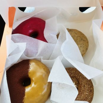 Old Ferry Donut - Raspberry Glazed Donut (top left), Earl Gray donut (top right), tiramisu (bottom left), Cinnamon Sugar Cake Donut (bottom right) - Donuts Near Me - San Gabriel, California Old Ferry Donut - Raspberry Glazed Donut (top left), Earl Gray donut (top right), tiramisu (bottom left), Cinnamon Sugar Cake Donut (bottom right) - Donuts Near Me - San Gabriel, California