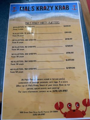 Menu photo 2 Mal's Krazy Krab Monroe, GA Menu photo 2 Mal's Krazy Krab Monroe, GA