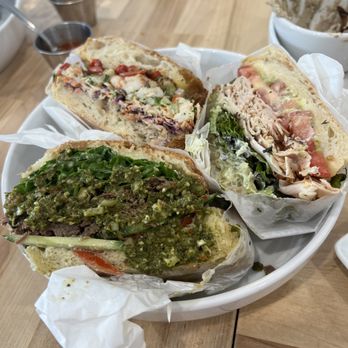 Uncle Funz Provisions - 3 sandwiches- Turkey, shrimp melt & smoked lamb (omg that mint chimi) - Salad Near Me - St Pete Beach, Florida Uncle Funz Provisions - 3 sandwiches- Turkey, shrimp melt & smoked lamb (omg that mint chimi) - Salad Near Me - St Pete Beach, Florida