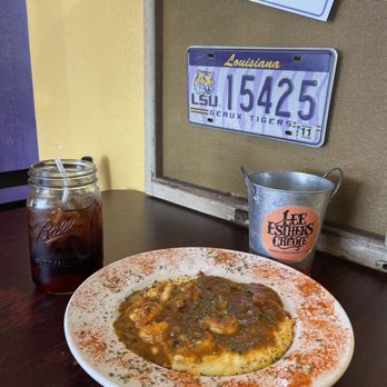 Lee Esther's Creole and Cajun Cooking - Shrimp and grits with sweet tea - Cajun/Creole Near Me - Palmdale, California Lee Esther's Creole and Cajun Cooking - Shrimp and grits with sweet tea - Cajun/Creole Near Me - Palmdale, California
