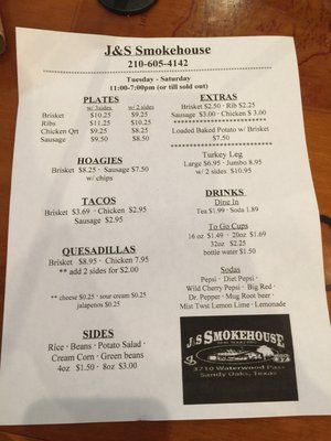 Menu photo 8 J&S Smokehouse Elmendorf, TX Menu photo 8 J&S Smokehouse Elmendorf, TX