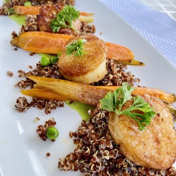 NOCO - Scallops with Quinoa. Personally think the quinoa didn't complement the scallops well but scallops were perfectly cooked!!! - New American Near Me - Saint James, New York NOCO - Scallops with Quinoa. Personally think the quinoa didn't complement the scallops well but scallops were perfectly cooked!!! - New American Near Me - Saint James, New York