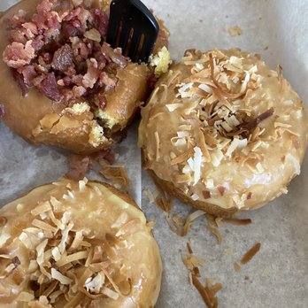Craving Donuts - Maple Bacon and 2 Meyers Lemon with Coconut donuts. Not minis! - Food Trucks Near Me Craving Donuts - Maple Bacon and 2 Meyers Lemon with Coconut donuts. Not minis! - Food Trucks Near Me